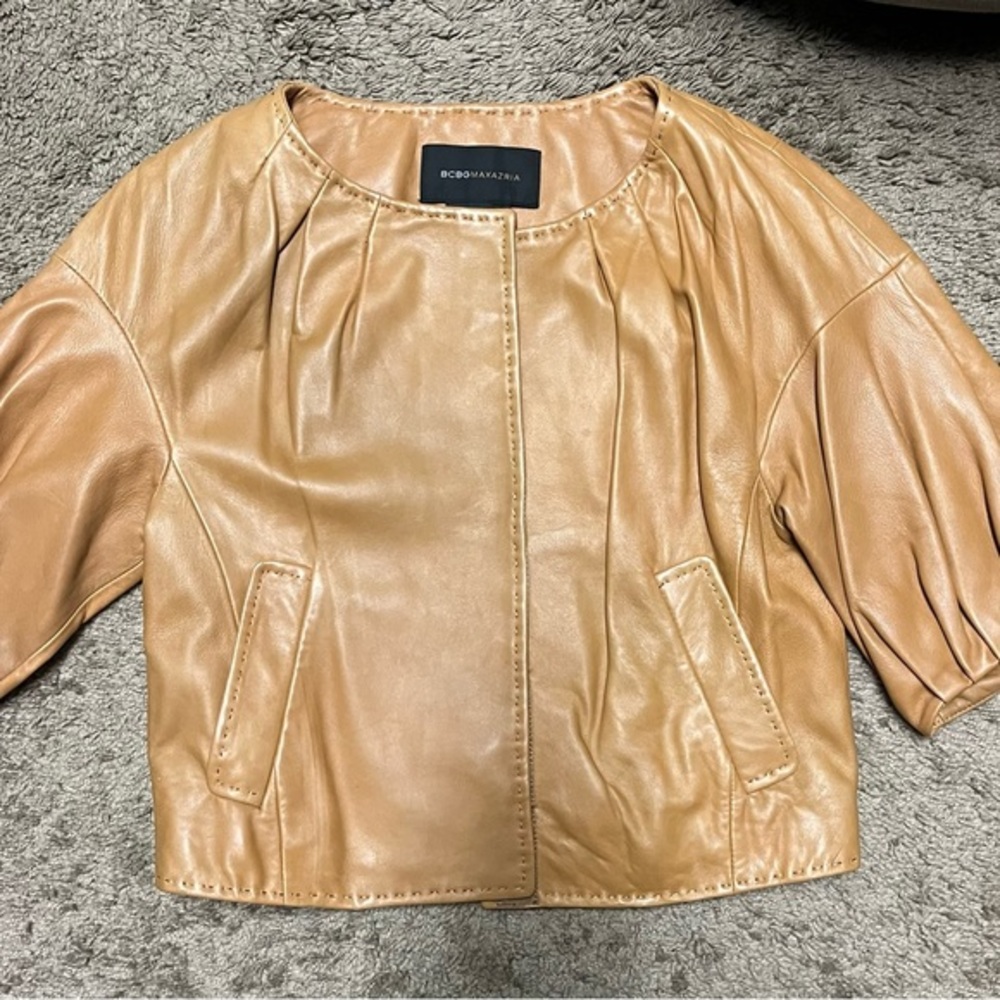 BCBG Maxazria leather top